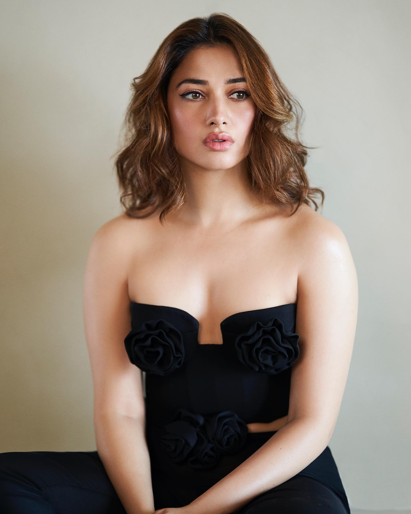 Photo by Tamannaah Bhatia on June 17 2023. May be an image of 1 person hair makeup and text